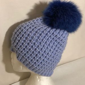 KYI KYI CANADA Fox Fur PomPom Knit Beanie
